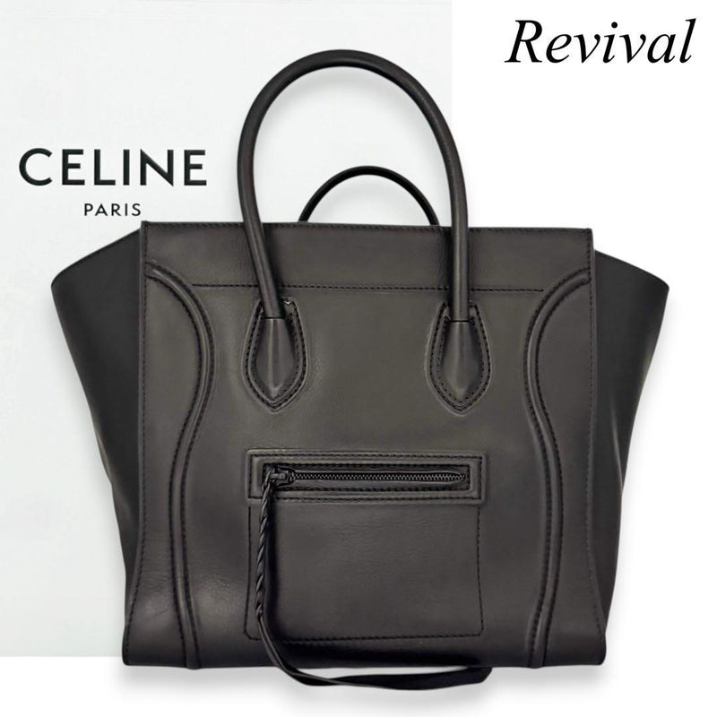 Celine Luggage Shopper Handbag Leather Black