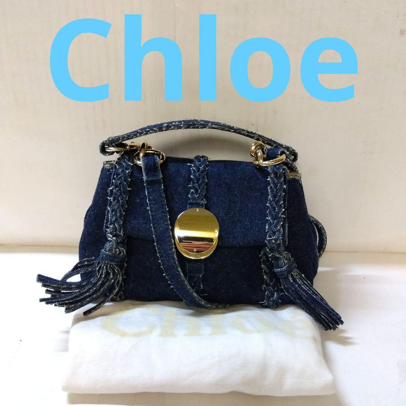 Chloe Penelope Mini D2Q6KG 2-Way Handbag Shoulder Bag Denim Indigo Blue