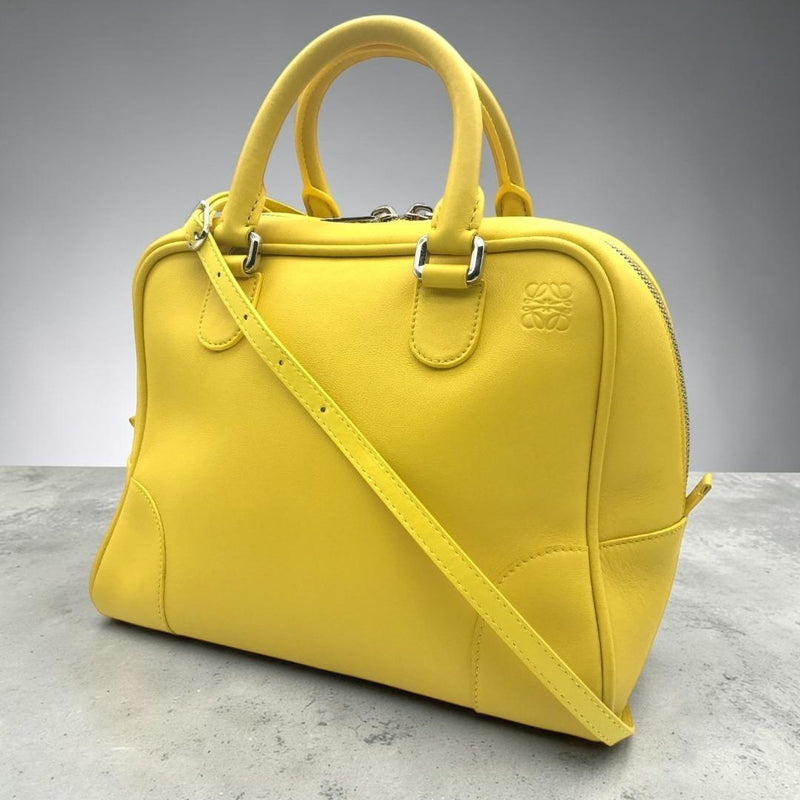 Loewe Amazona 75 471409 Medium Hand Shoulder Bag Leather Yellow