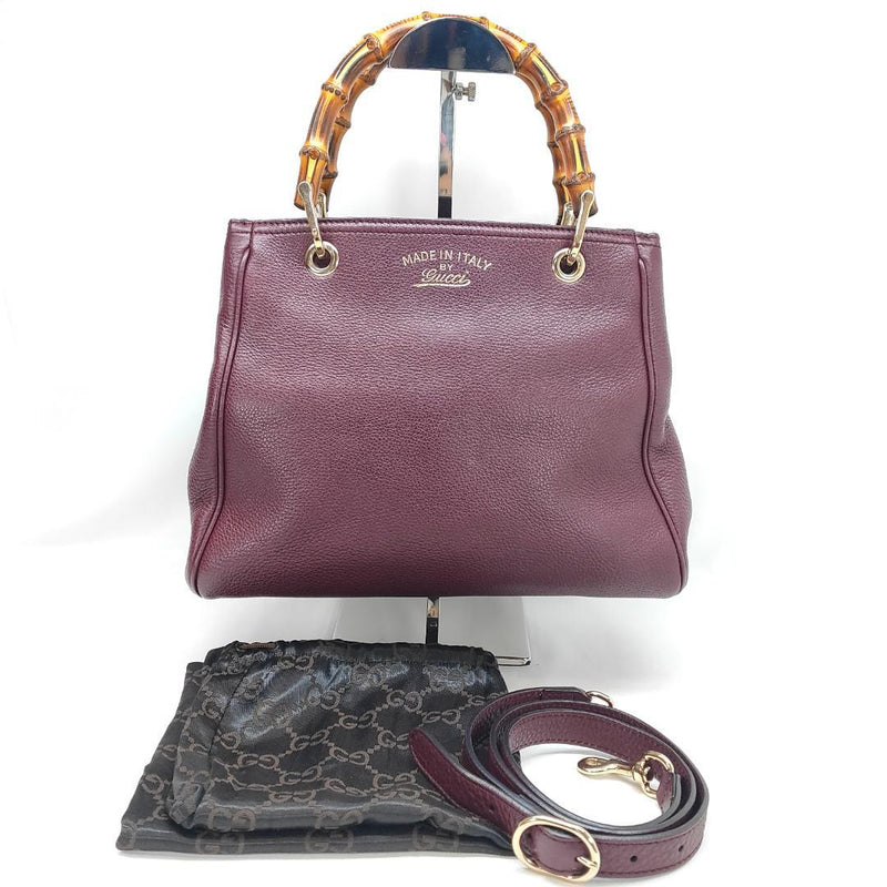 Gucci Bamboo Small Shopper 336032 Handbag Leather Bordeaux Tote Bag