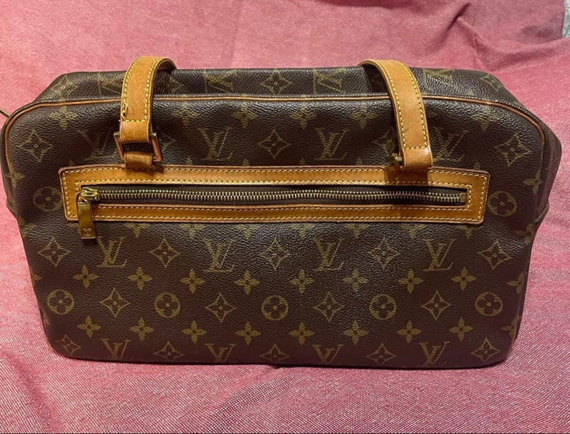 Louis Vuitton Monogram Cite Gm Handbag Leather Brown Outer Pocket