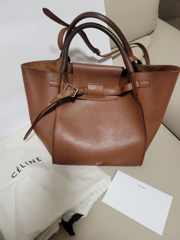 Celine Big Bag Small Handbag Brown Leather Tote Shoulder Bag