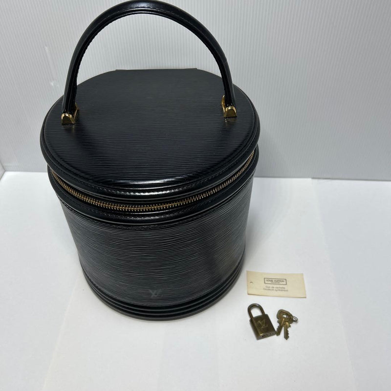 Louis Vuitton Cannes Epi Leather Handbag Black Top Handle Key