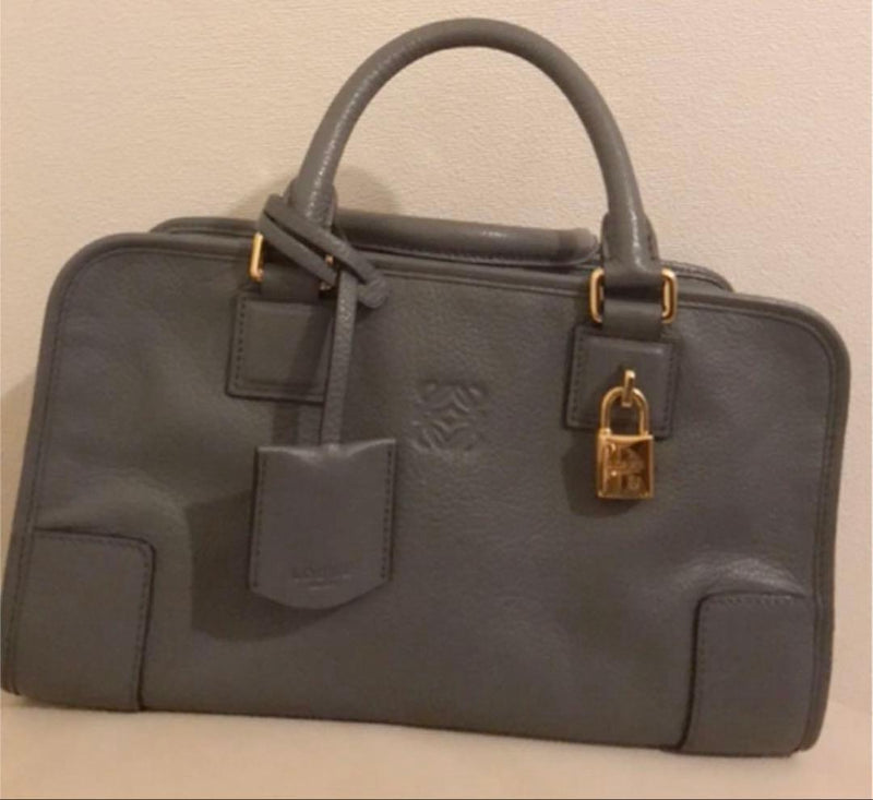 Loewe Amazona 28 Handbag Blue Gray Leather