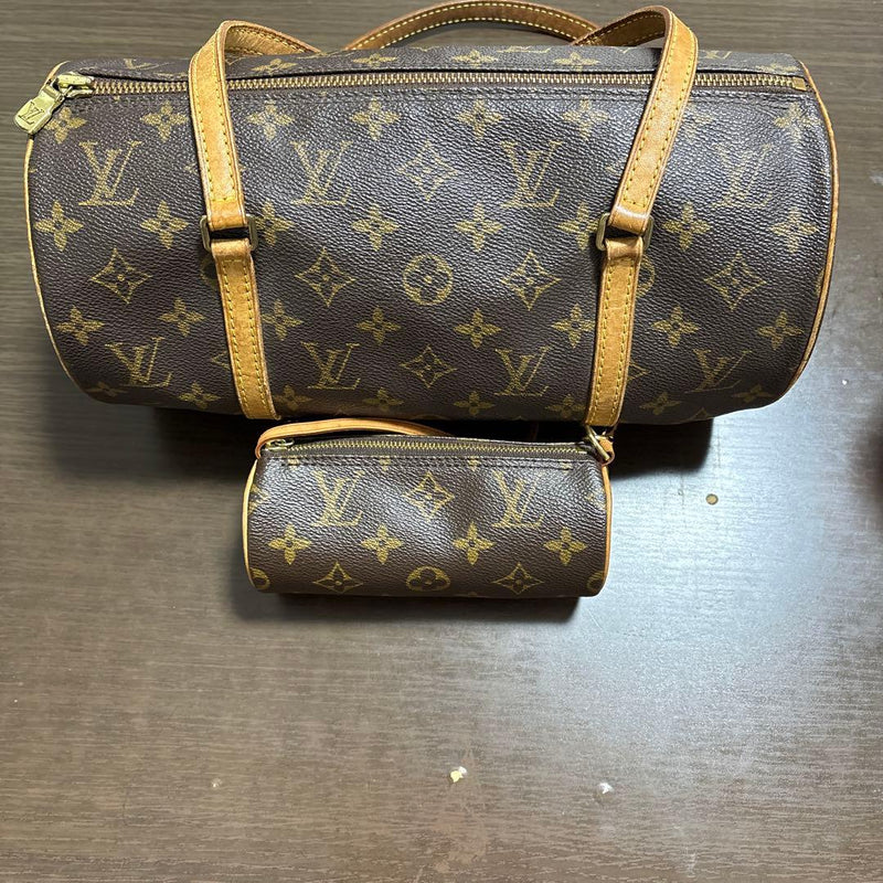 Louis Vuitton Monogram Papillon Handbag Pouch Set Leather