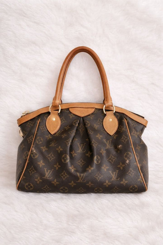 Louis Vuitton Tivoli Pm Monogram Handbag Canvas Natural Leather Gold Hardware
