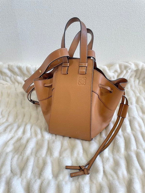 Loewe Hammock Drawstring Mini Handbag Calfskin Tan Shoulder Crossbody