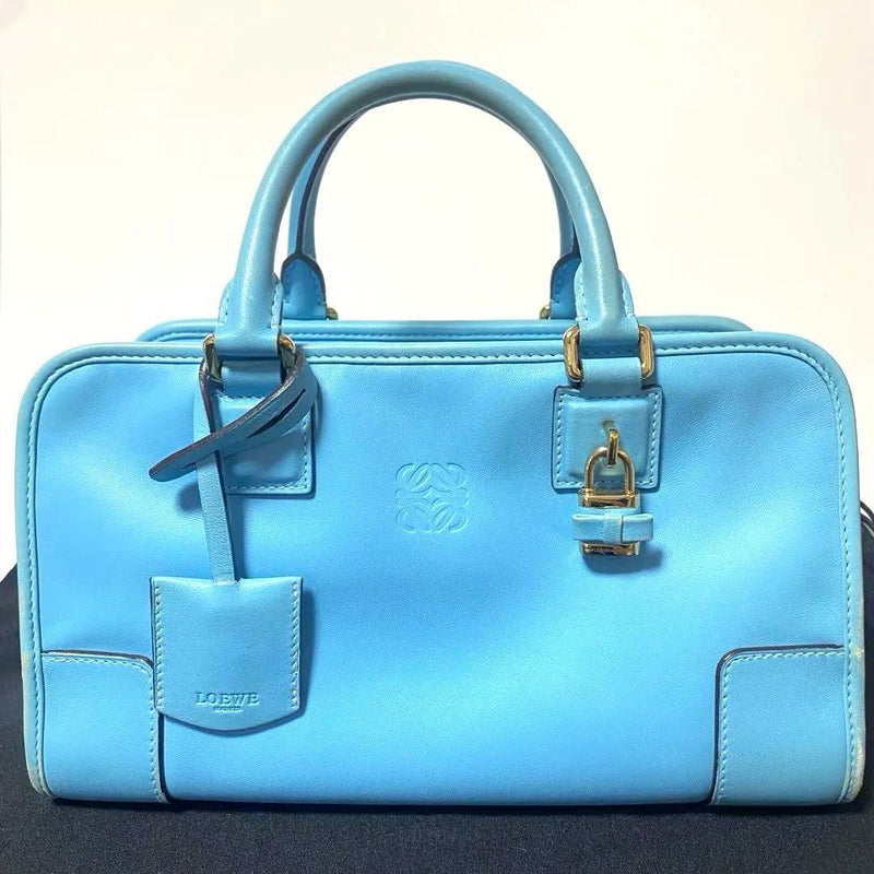 Loewe Amazona 28 Handbag Ribbon Light Blue Leather Padlock