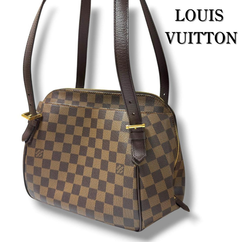 Louis Vuitton Damier Ebene Belem Mm AR0055 Tote Handbag Leather Brown