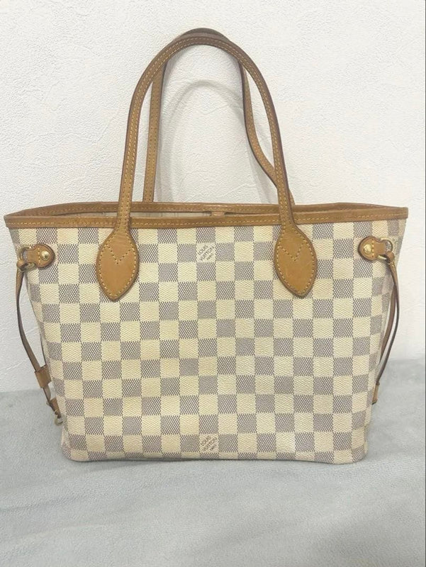 Louis Vuitton Neverfull Pm Damier Azur Tote Bag Canvas Handbag