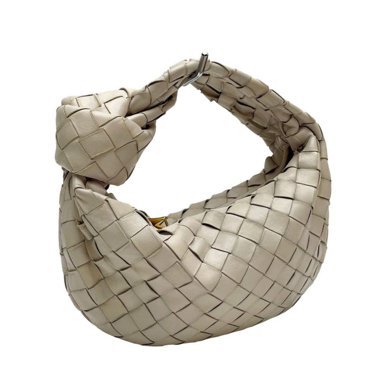 Bottega Veneta Maxi Intrecciato Mini The Jodie Hand Bag White Beige Leather