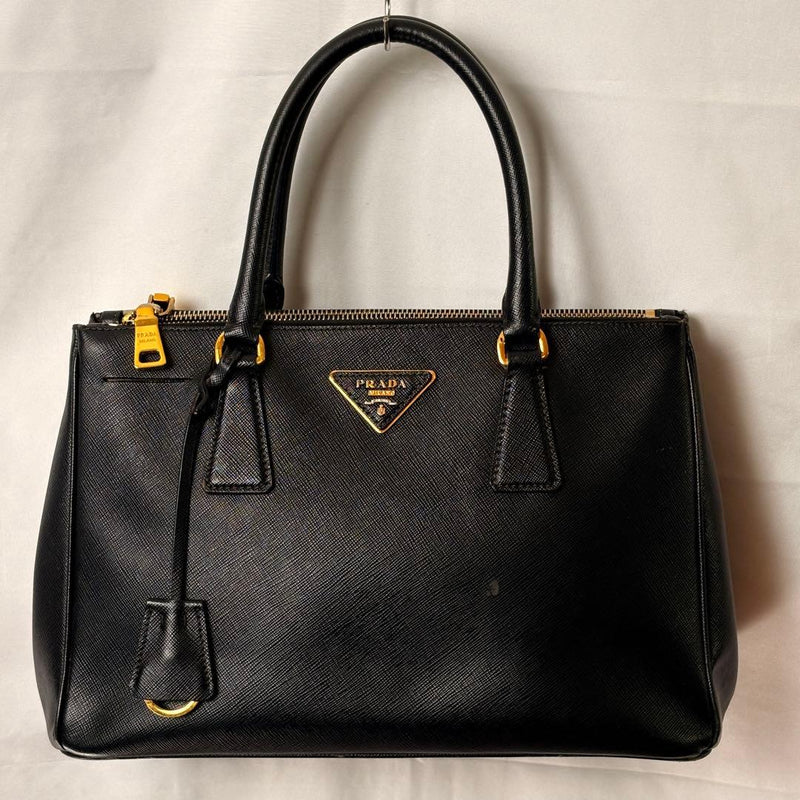 Prada Galleria Handbag Saffiano Leather Black Gold Hardware
