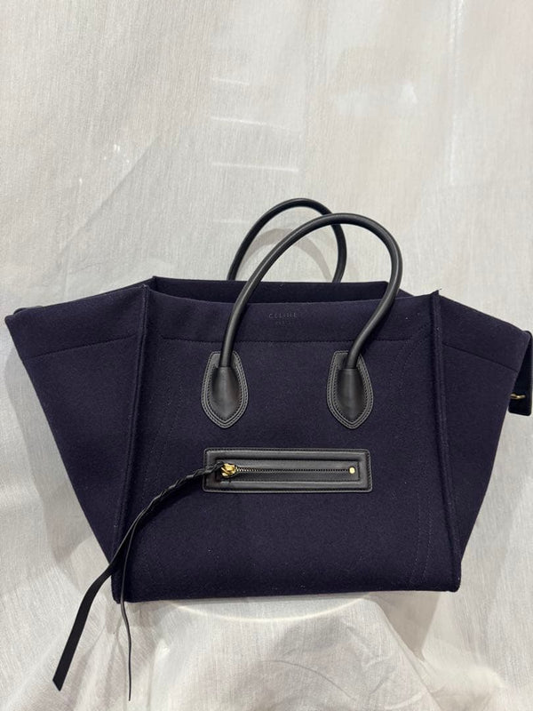 Luggage Phantom Tote Bag Wool Navy Purple Handbag