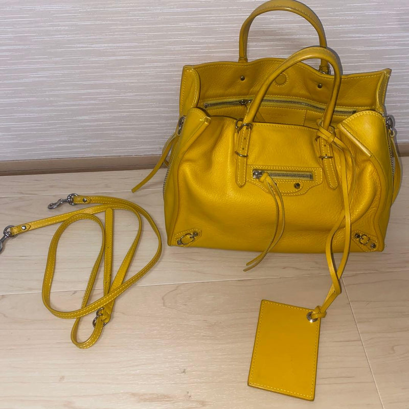 Balenciaga Handbag Tote Shoulder Bag Leather Yellow