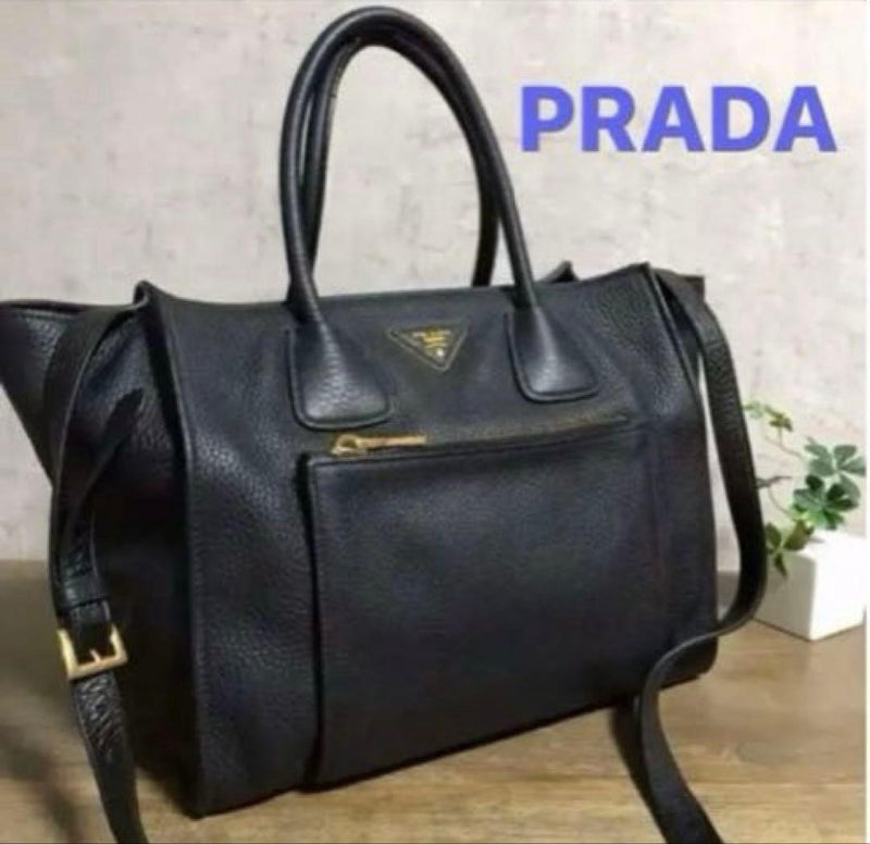 Prada Handbag Shoulder Bag Black Leather