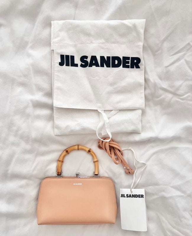 Jil Sander Goji Bamboo Mini Handbag Beige Leather Silver Hardware