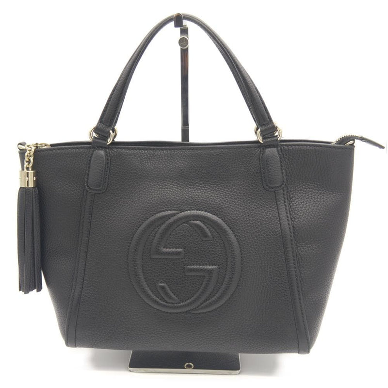 Gucci Soho Interlocking G 369176 520981 2-way Shoulder Bag Calfskin Black
