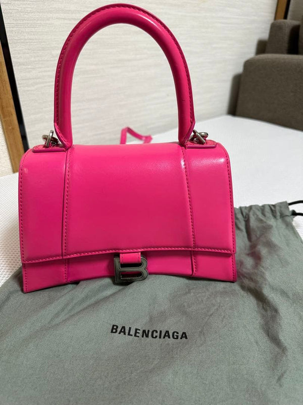 Balenciaga Hourglass Handbag Shoulder Bag Leather Pink
