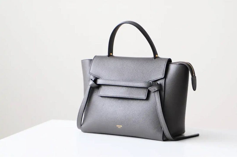 Céline Micro Belt Bag Handbag Shoulder Crossbody Gray Leather