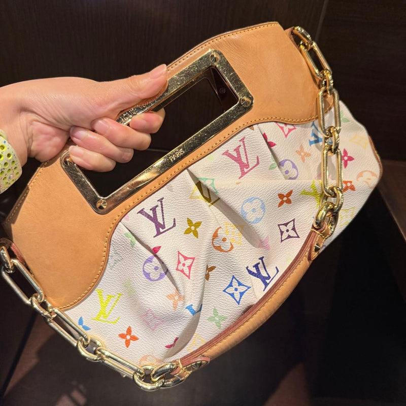 Louis Vuitton Monogram Multicolore Judy Pm M40257 Handbag Coated Canvas White