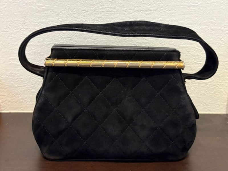 Chanel Matelasse Mini Handbag Suede Black Gold Hardware