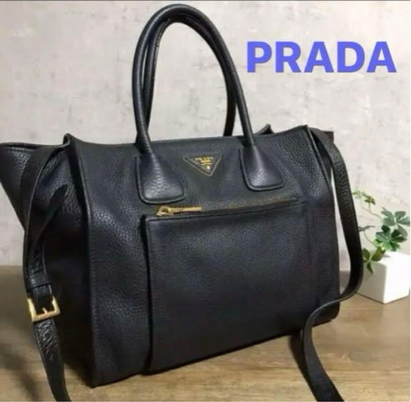 Prada Nero Black Leather Shoulder Bag Handbag Crossbody