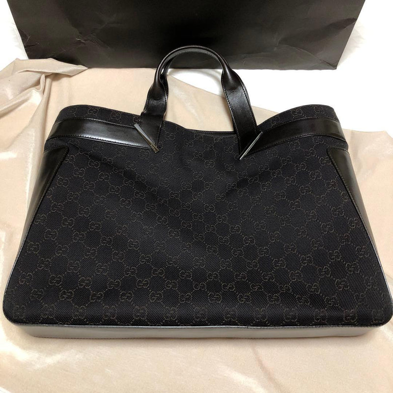 Gucci Gg Pattern Handbag Shoulder Bag Dark Brown Leather