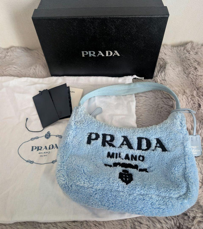 Prada Re-edition 2000 Terry Mini 1NE515 Handbag Pile Fabric Light Blue
