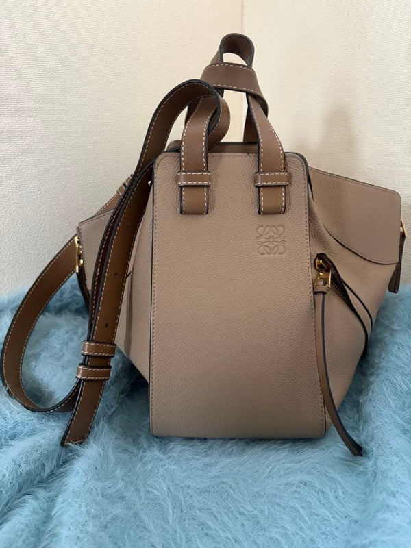 Loewe Hammock Small Handbag Shoulder Bag Leather Beige Embossed Logo