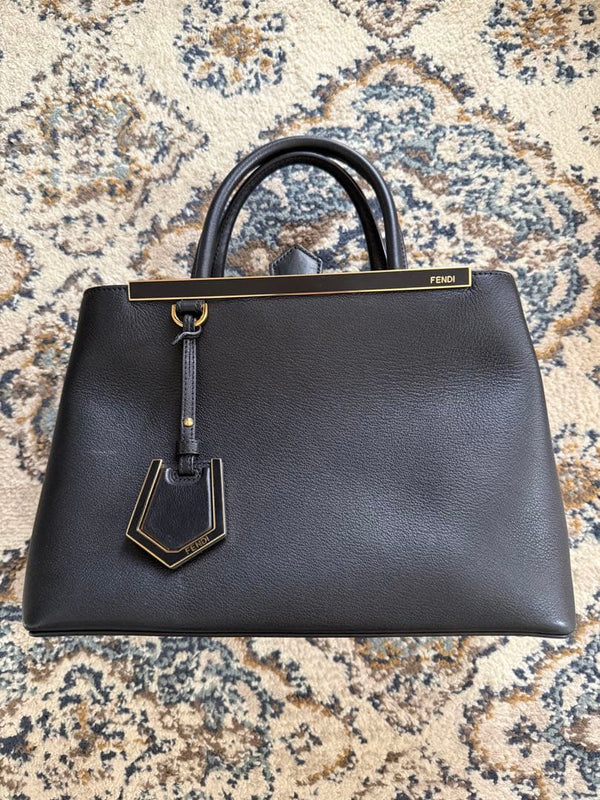 Fendi Petite 2Jours Handbag Calf Leather Black