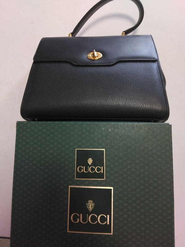 Gucci Handbag Black Leather Tote Shoulder Bag