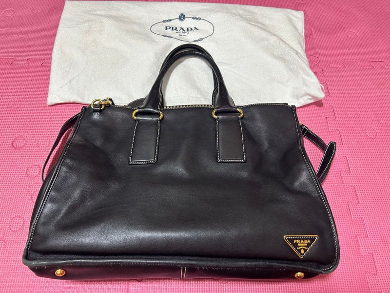 Prada Large Tote Bag Leather Black Handbag