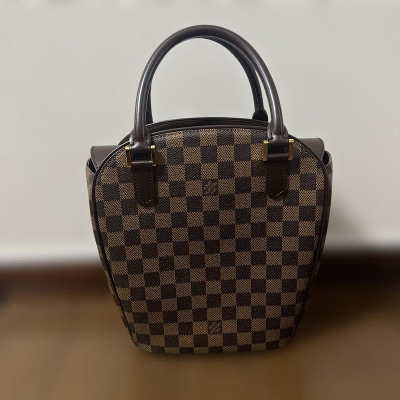 Louis Vuitton Damier Handbag Tote Brown Leather Suede Gold Hardware