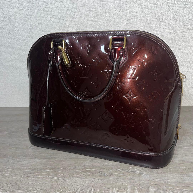 Louis Vuitton Vernis Alma Pm Handbag Amarante Red Purple
