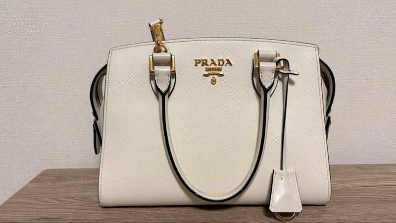Prada Handbag Leather White Shoulder Bag Tote