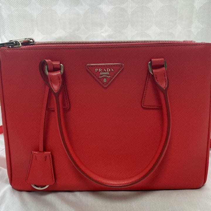 Prada Galleria Handbag Saffiano Leather Red Shoulder Bag Tote