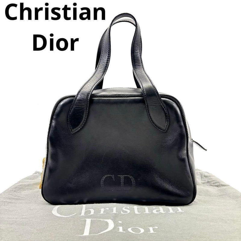 Christian Dior Handbag Black Leather Gold Hardware