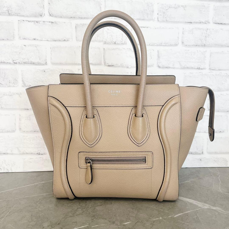 Celine Luggage Micro Shopper Handbag Calfskin Beige
