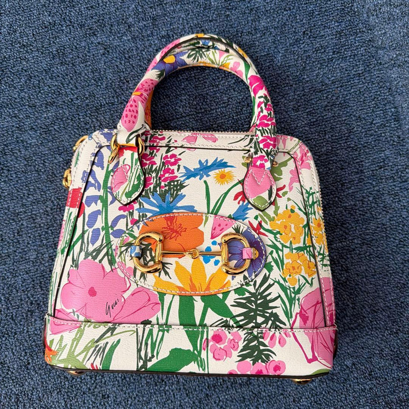 Gucci Floral Pattern Small Handbag Synthetic Leather Multi-color