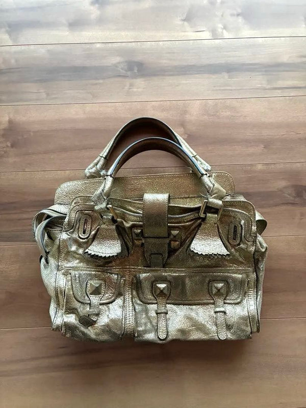 Chloe Elvire Shoulder Bag Bronze Gold Leather