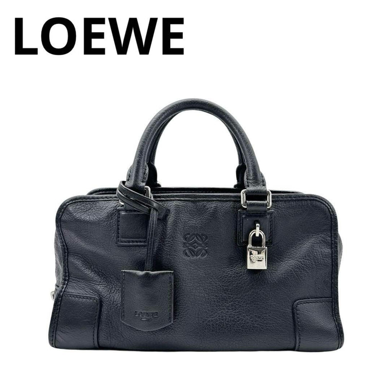 Loewe Amazona 28 Handbag Goatskin Leather Black Silver Hardware