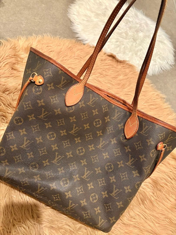 Louis Vuitton Neverfull Monogram Tote Bag Canvas Leather Handbag