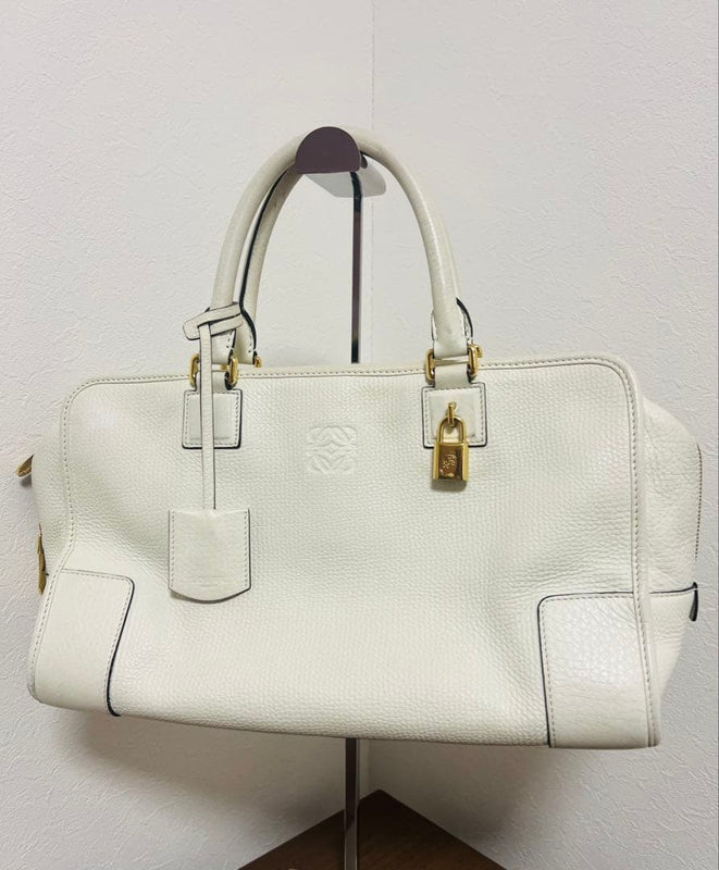 Loewe Amazona Handbag Leather White Gold Hardware