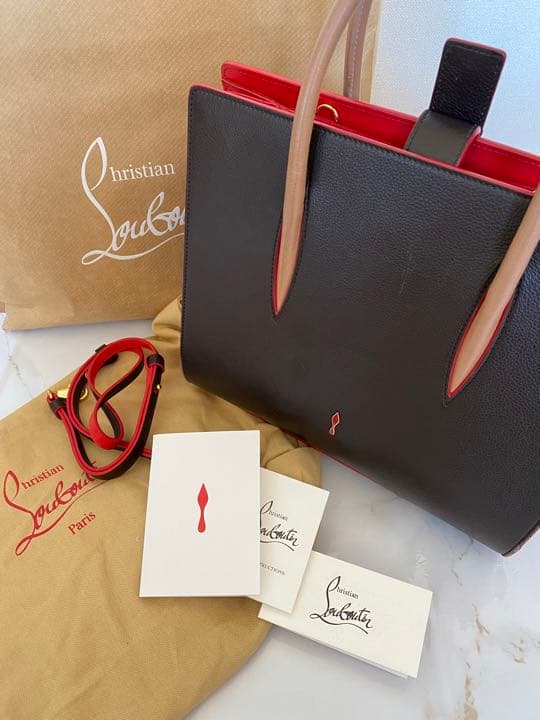 Christian Louboutin Paloma Medium 2way Handbag Shoulder Tote Brown Leather