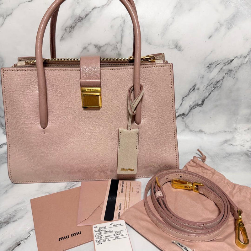 Miumiu Handbag Shoulder Bag Pink Leather