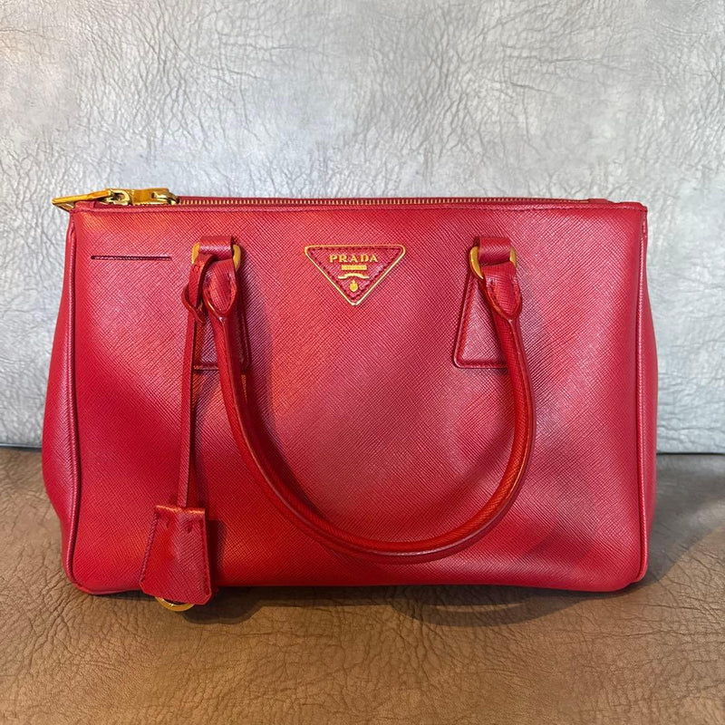 Prada Handbag Shoulder Bag Tote Red Leather