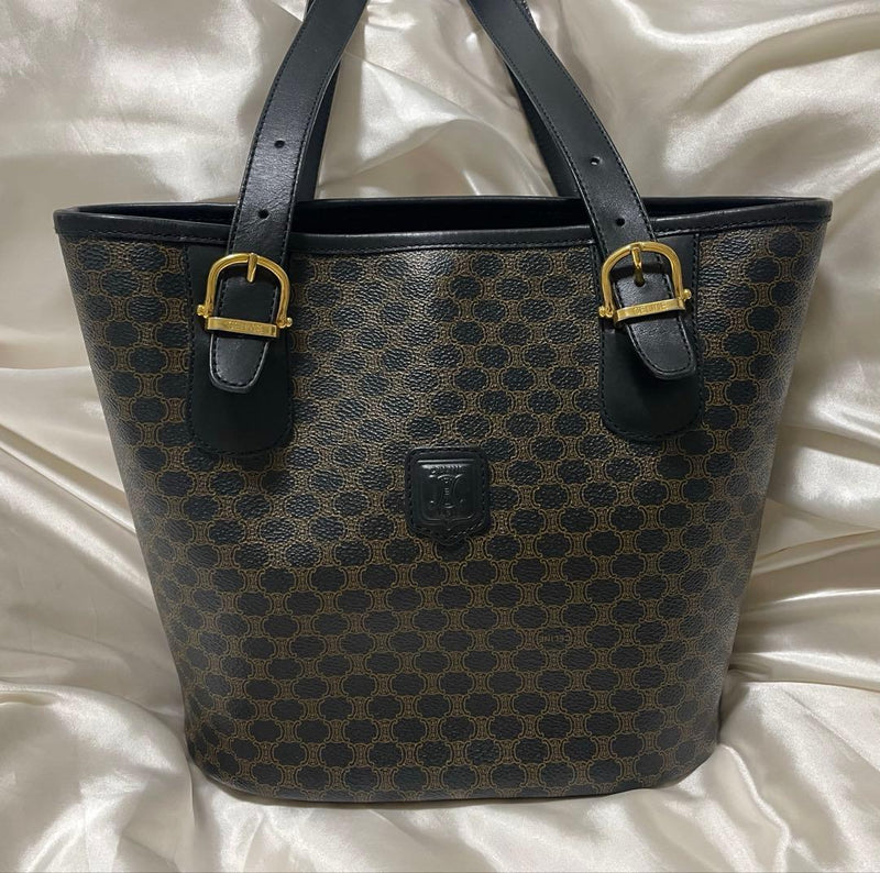 Celine Macadam MC97/2 Handbag Tote Bag Pvc Leather Black