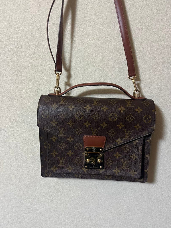 Louis Vuitton Monceau 28 SR0925 Handbag Clutch Monogram Brown