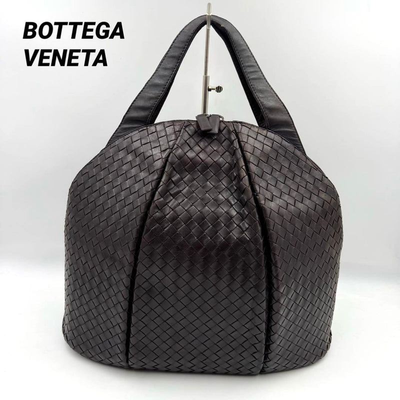 Bottega Veneta Intrecciato Dome Handbag Tote All Leather Brown