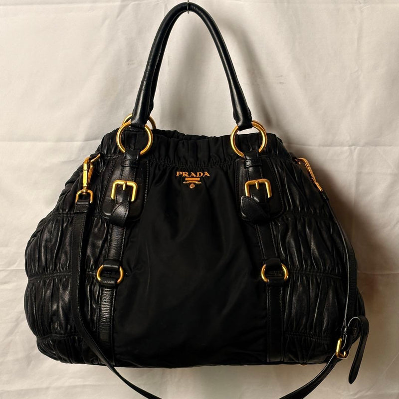 Prada BN1407 Tessuto Nappa Gaufre 2WAY Handbag Nylon Black Large Capacity